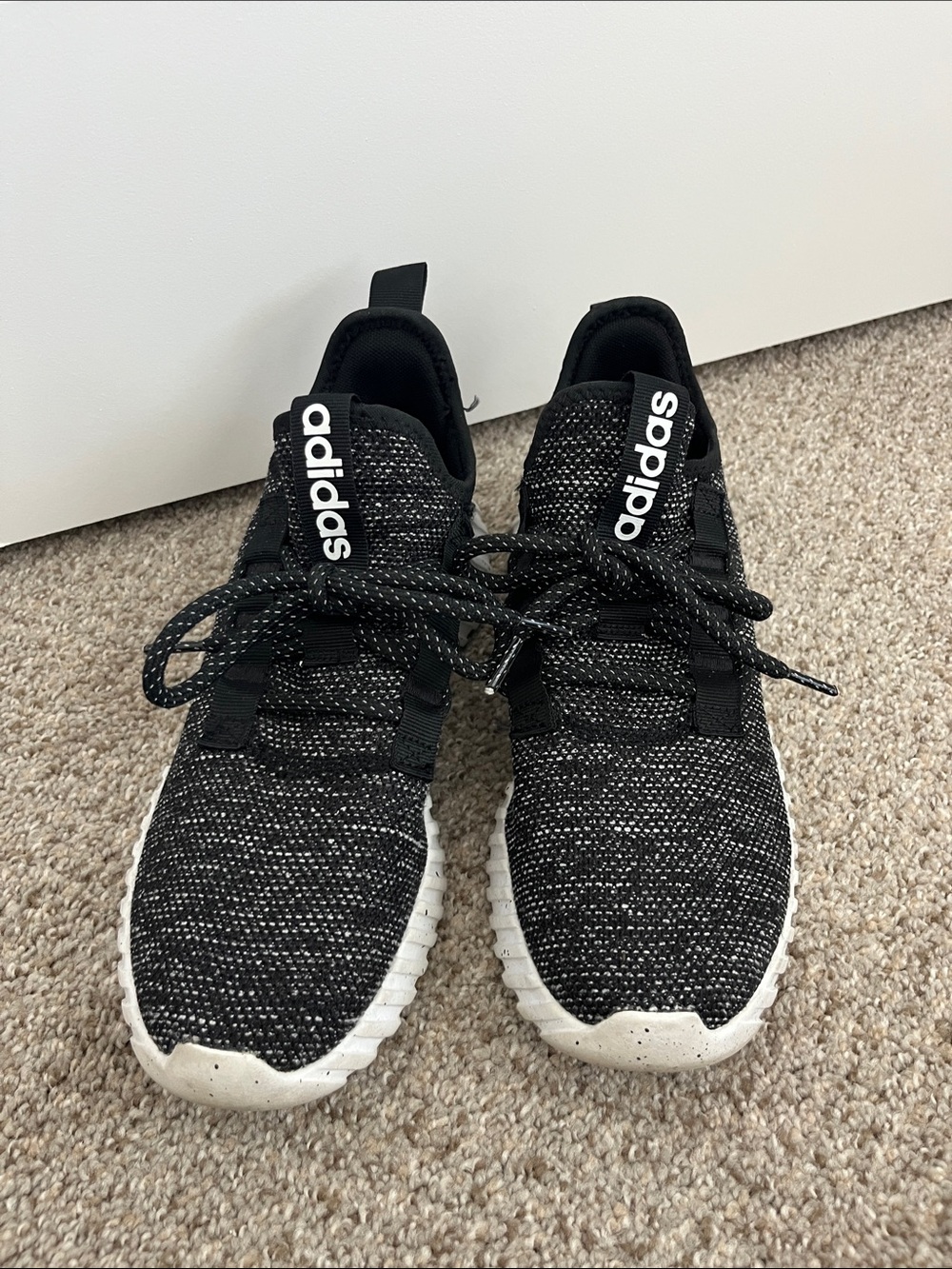 Men’s Adidas Black and White Knit Running Shoes